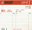 Compact Cassette BASF LH Extra I 60 "Large Window" Type I Normal 1985 North America