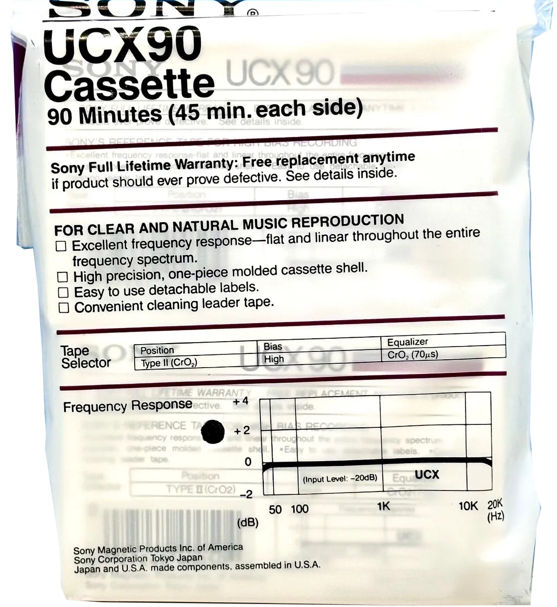 Soft Pack Sony UCX 90 Type II Chrome 1985 USA