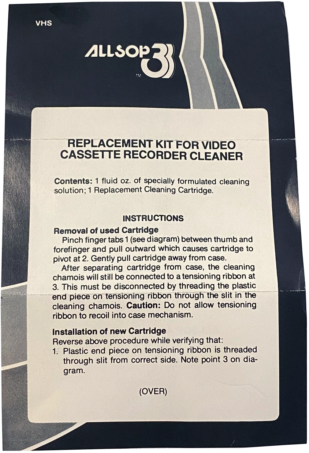 VHS, Video Home System Allsop Cleaning Cassette 1983 USA
