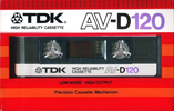 Compact Cassette TDK AV 120 "AV-D120" Type I Normal 1982 USA
