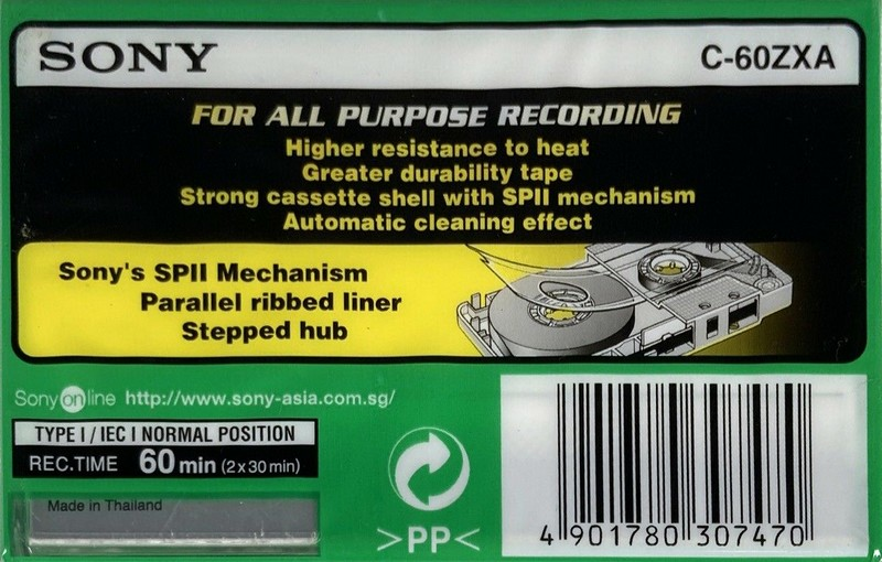Compact Cassette Sony ZX 60 "C-60ZXA" Type I Normal 1999 Europe