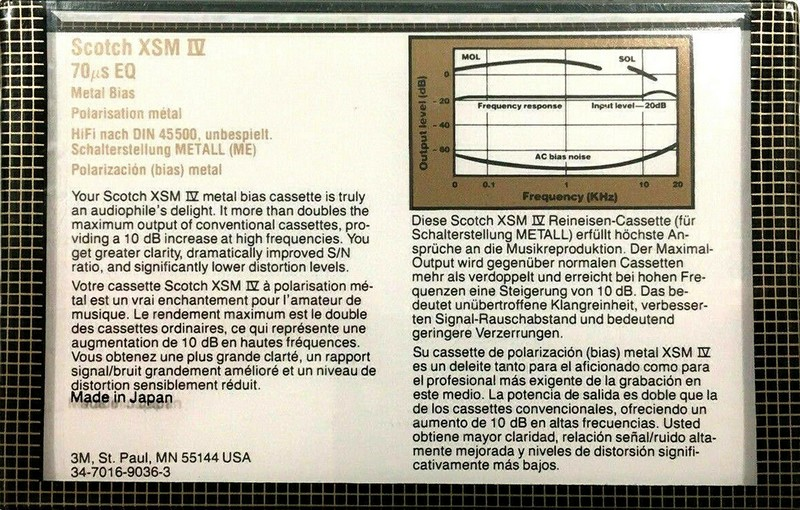 Compact Cassette Scotch XSM IV 60 Type IV Metal 1982 Worldwide