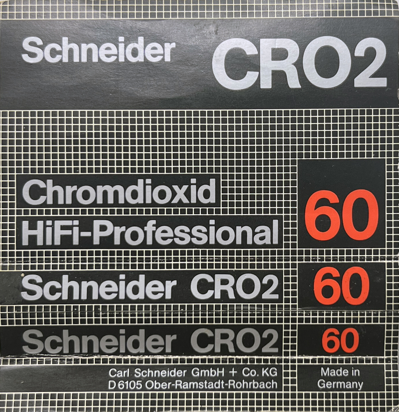 Compact Cassette Schneider CRO2 60 Type II Chrome 1980 Germany