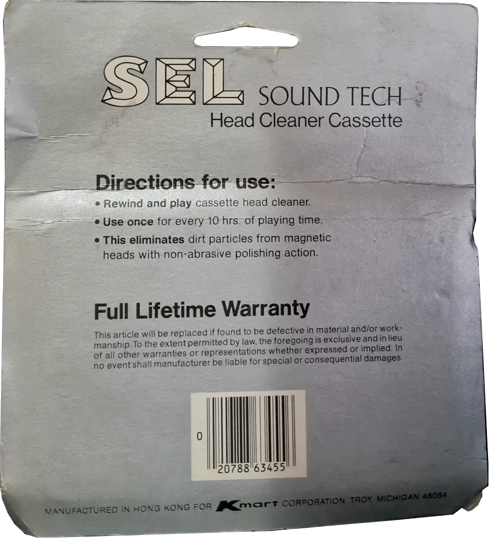 Blister Sel Sound Tech Cleaning Cassette 1986 USA