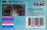 Compact Cassette Teac CDX I 60 Type I Normal 1990 Worldwide