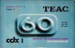 Compact Cassette Teac CDX I 60 Type I Normal 1990 Worldwide