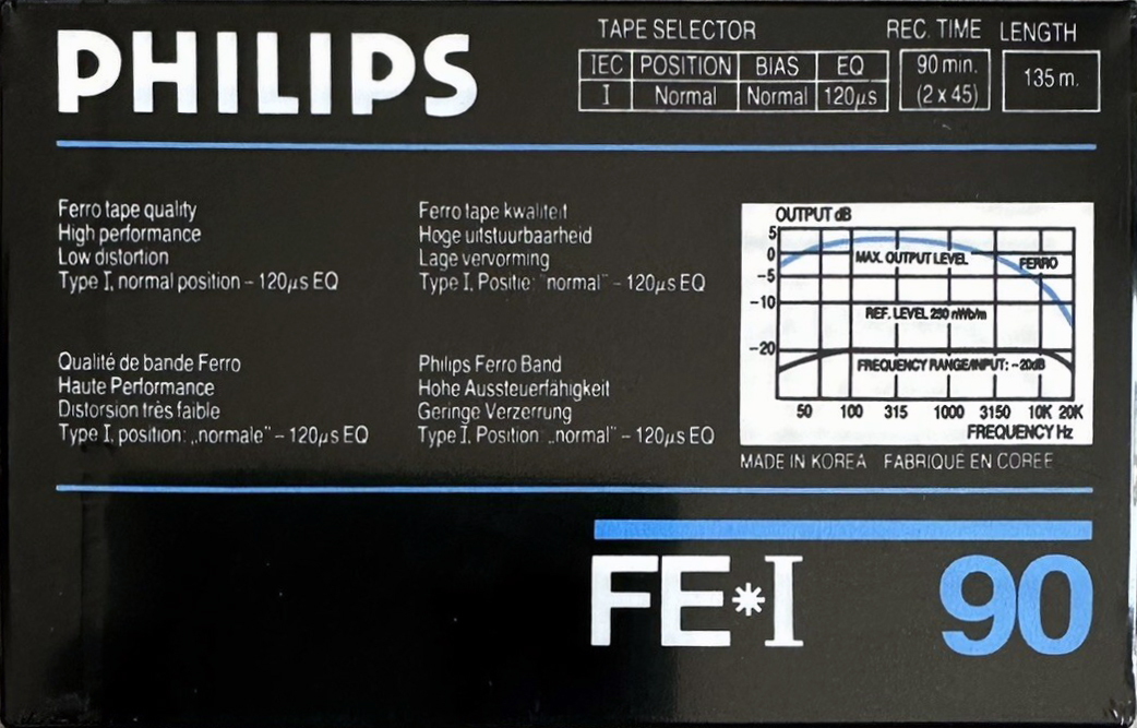 Compact Cassette Philips FE-I 90 Type I Normal 1984 Europe