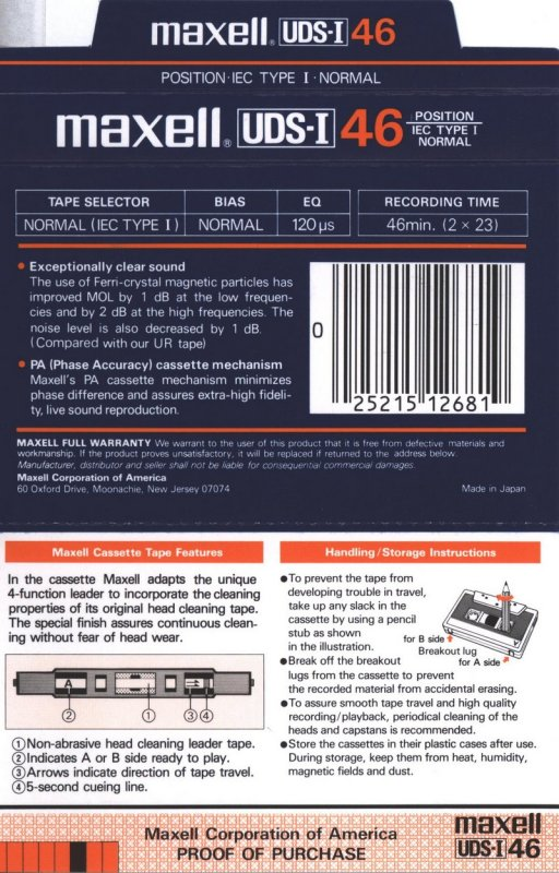 Compact Cassette: Maxell / Hitachi Maxell - UDS-I 46