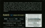 Compact Cassette RAKS High Dynamic I 90 Type I Normal 1985 Iran