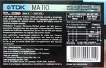 Compact Cassette TDK MA 110 Type IV Metal 1988 Australia, Europe
