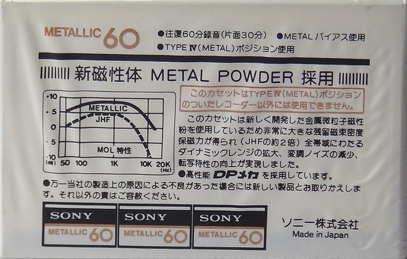 Compact Cassette Sony Metallic 60 Type IV Metal 1978 Japan