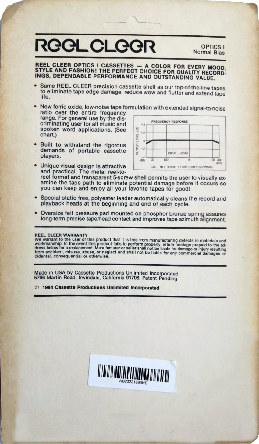 Blister Reel Cleer Optics I 60 Type I Normal 1984 USA