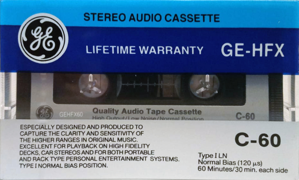 Compact Cassette GE / General Electric GE-HFX 60 Type I Normal 1988 USA