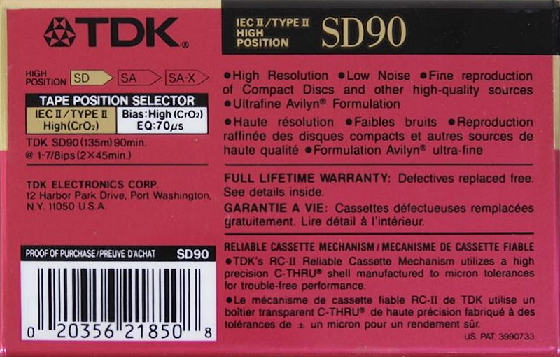 Compact Cassette: TDK  - SD 90