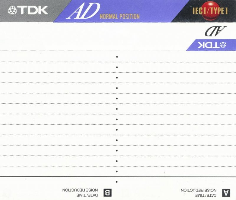 Compact Cassette TDK AD 120 "AD-120" Type I Normal 1992 Thailand