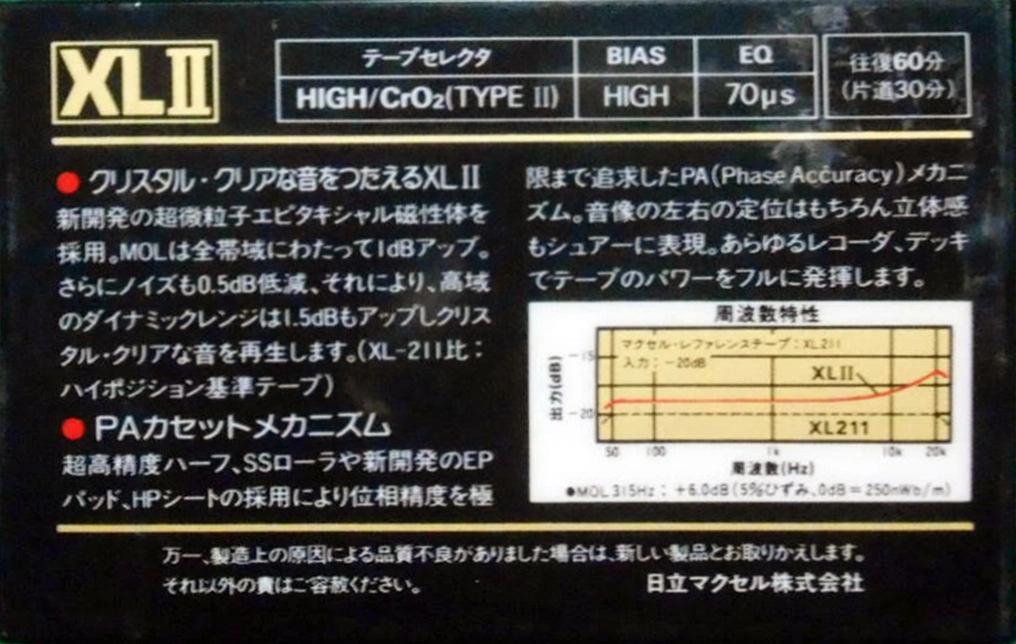 Compact Cassette Maxell XLII 60 Type II Chrome 1982 Japan
