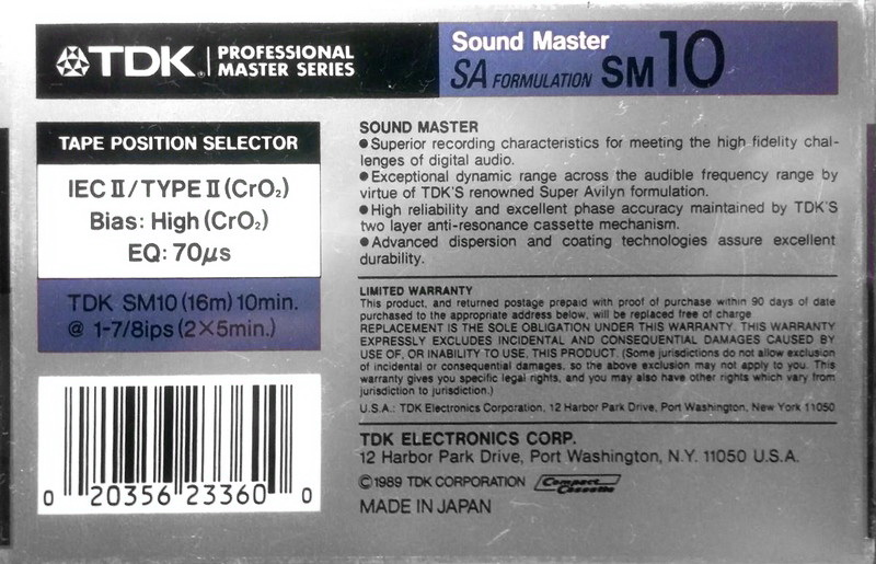 Compact Cassette: TDK  - Professional 10