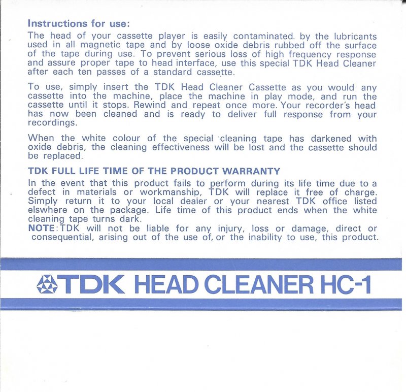 Compact Cassette: TDK  -  