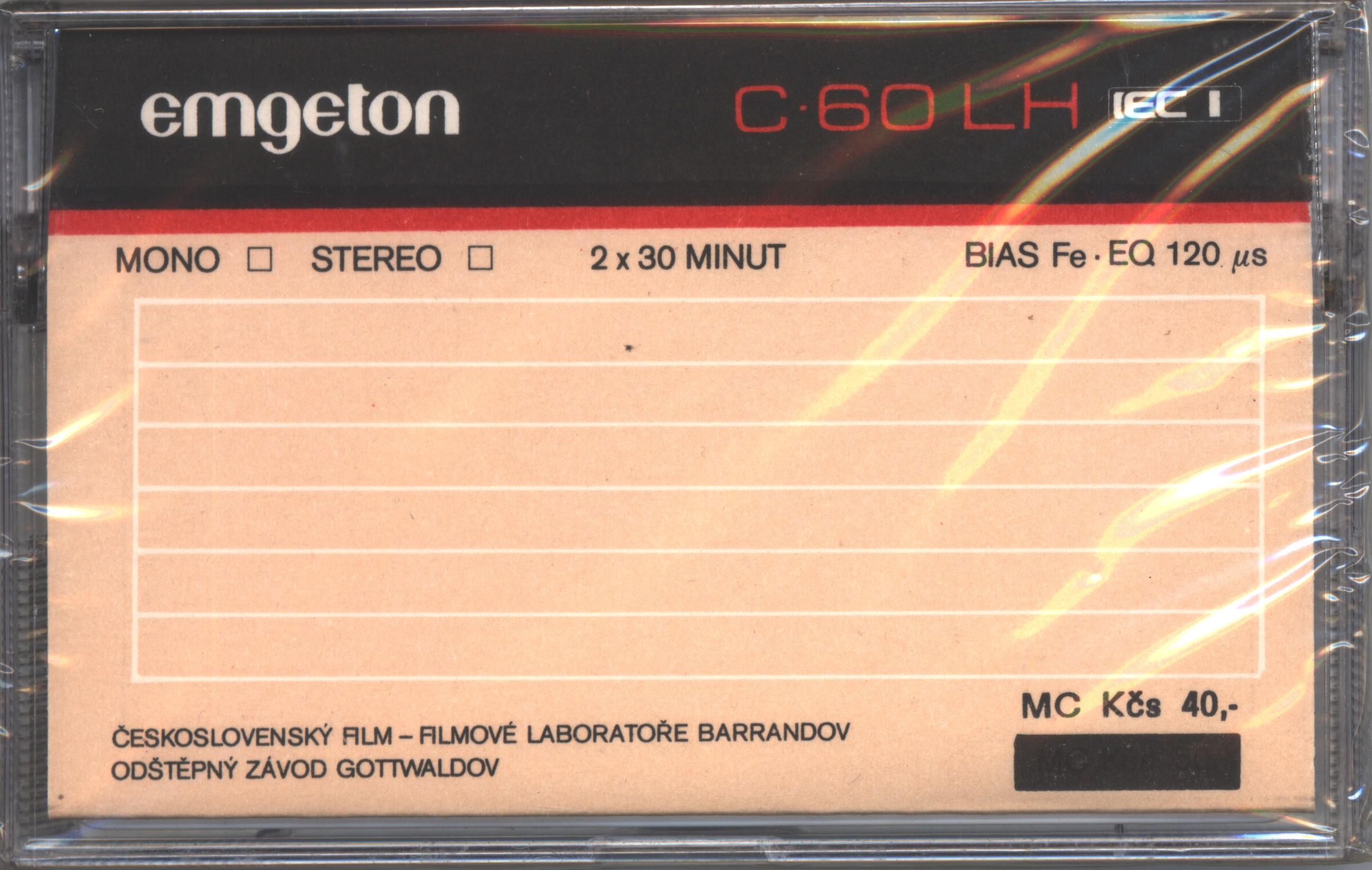 Compact Cassette Emgeton LH 60 Type I Normal 1989 Czechoslovakia