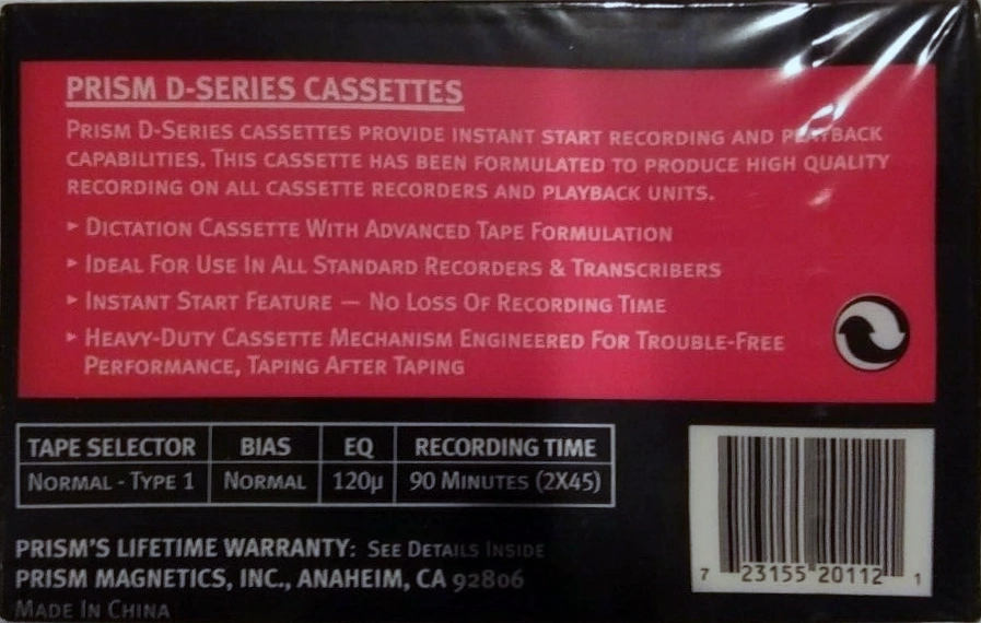 Compact Cassette Prism D 90 Type I Normal USA