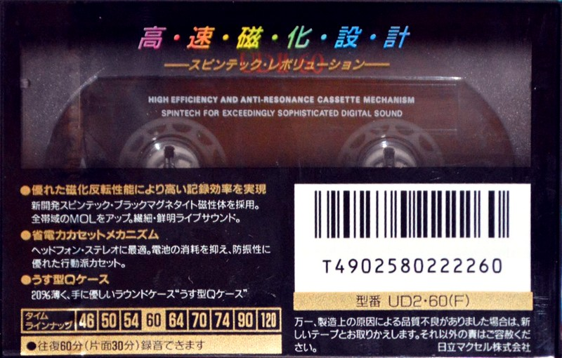 Compact Cassette Maxell UDII / UD2 60 "UD2-60(F)" Type II Chrome 1992 Japan