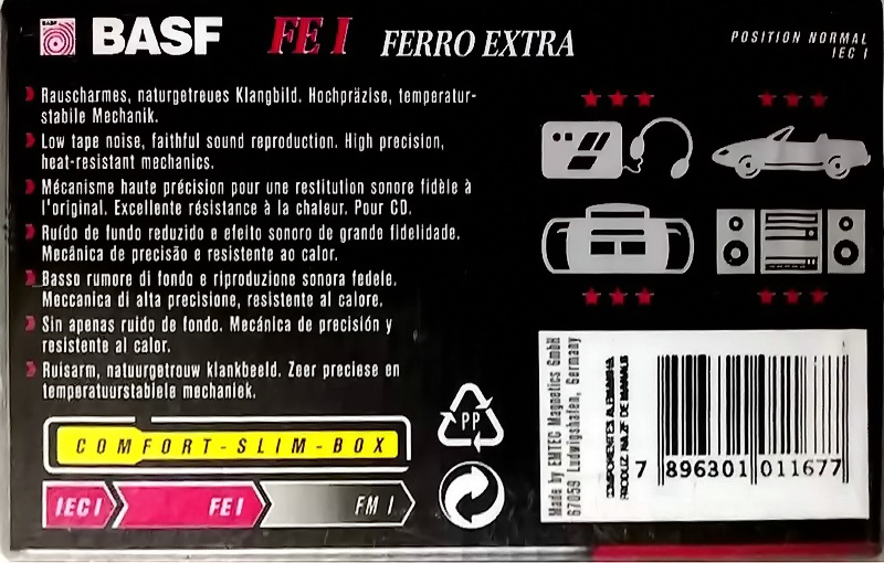 Compact Cassette BASF FE I Ferro Extra 90 Type I Normal 1997 Latin America