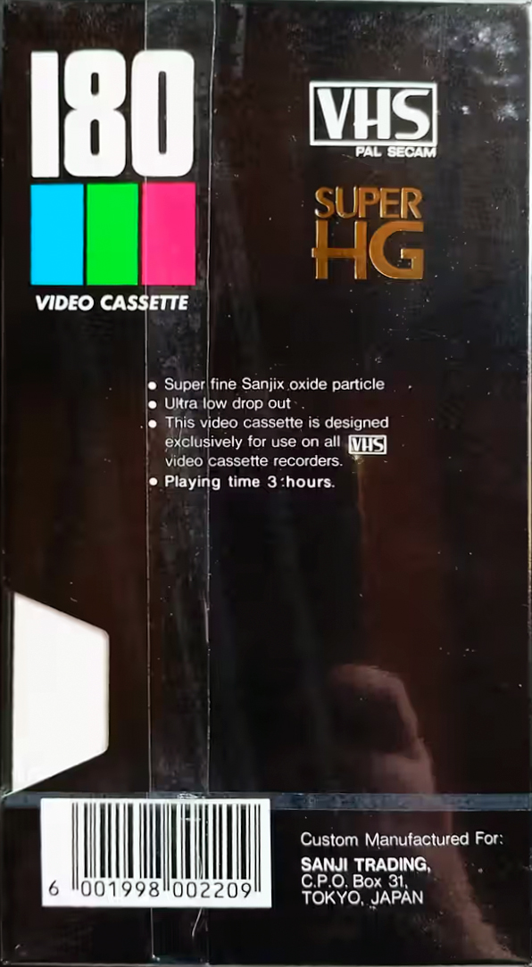 VHS, Video Home System Sanji 180 Type I Normal Southern Africa