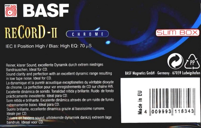 Compact Cassette BASF Record II 54 Type II Chrome 1997 Europe