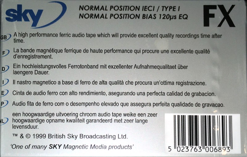 Compact Cassette Sky FX 90 Type I Normal 1999 Europe