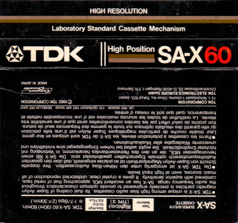 Compact Cassette: TDK  - SA-X 60