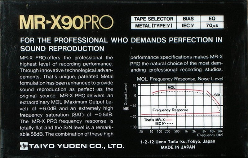 Compact Cassette: Taiyo Yuden Thats - MR-X Pro 90