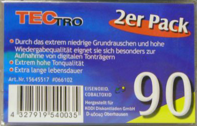 Compact Cassette Tectro 90 Type I Normal Germany