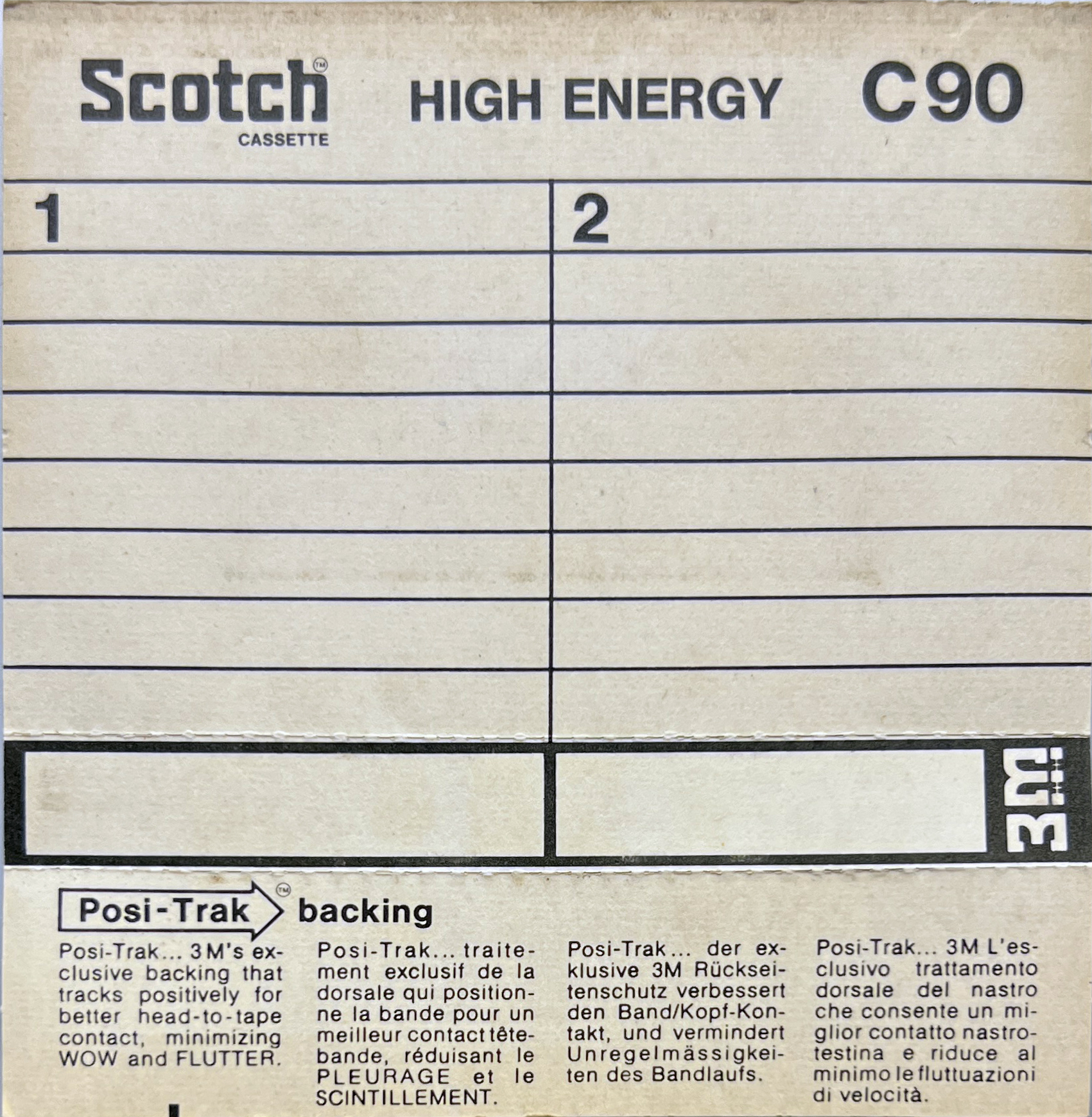 Compact Cassette Scotch High Energy 90 Type I Normal 1975 Europe