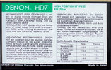 Compact Cassette Denon HD7 90 Type II Chrome 1987 Europe, USA