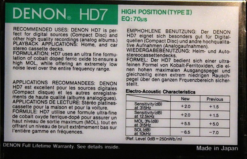 Compact Cassette: Nippon Columbia / Denon Denon - HD7 90