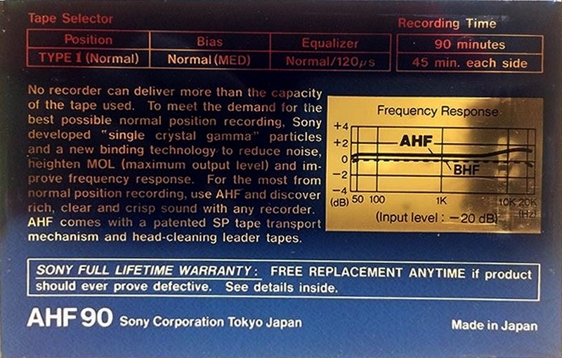 Compact Cassette: Sony  - AHF 90