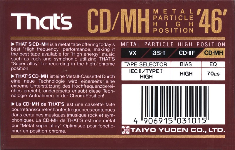 Compact Cassette Thats CD-MH 46 Type II Chrome 1990 Europe