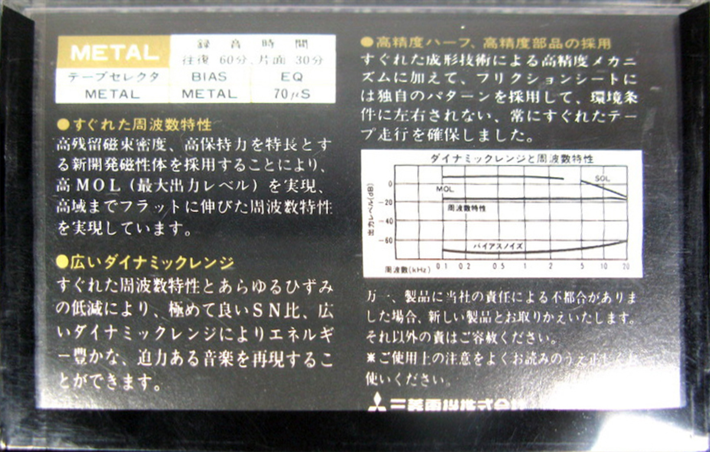 Compact Cassette Diatone MF 60 Type IV Metal 1983 Japan