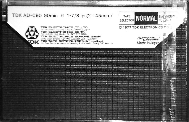 Compact Cassette TDK AD 90 Type I Normal 1977 Europe, USA