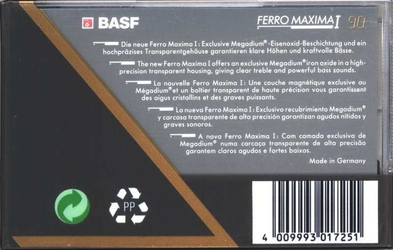 Compact Cassette: BASF  - Ferro Maxima I 90