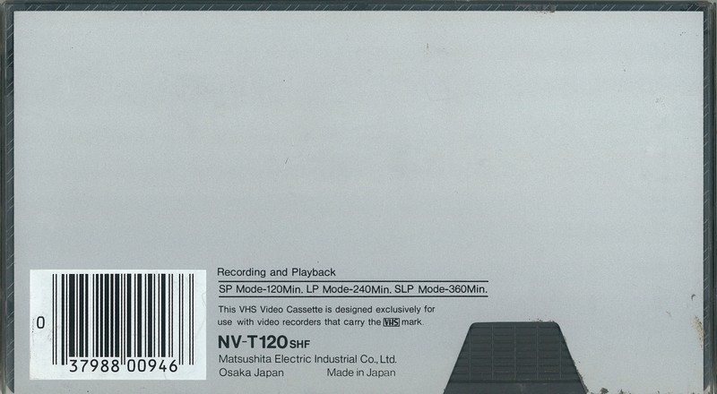 VHS, Video Home System Panasonic Hi-Fi 120 "NV-T120SHF" Type I Normal 1986 USA