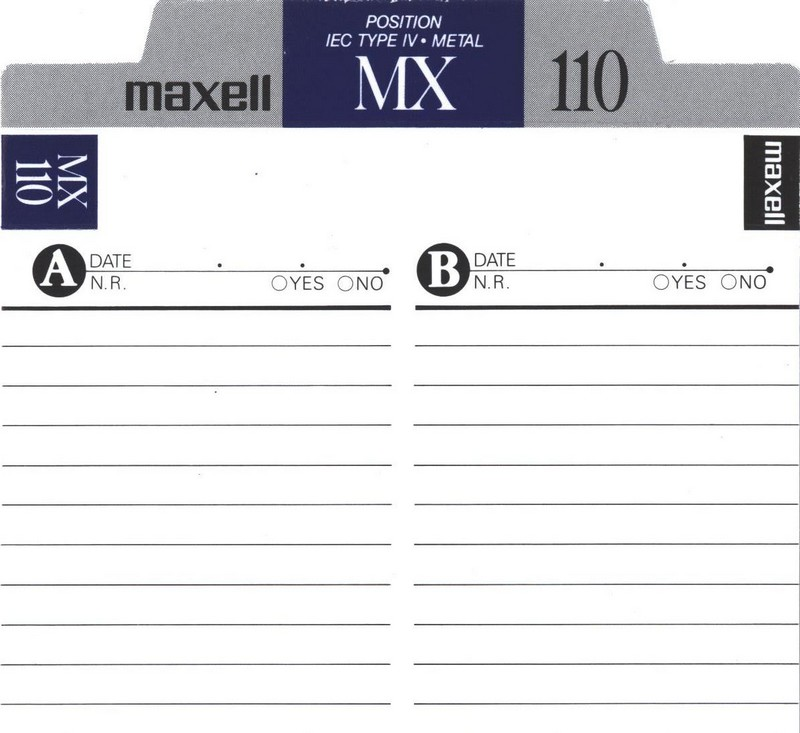 Compact Cassette Maxell MX 110 Type IV Metal 1990 Europe