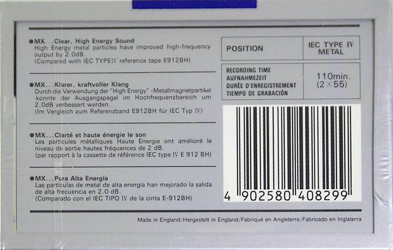 Compact Cassette Maxell MX 110 Type IV Metal 1990 Europe