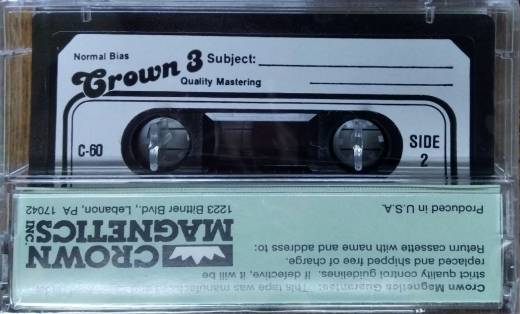 Compact Cassette Crown Magnetics Crown 3 60 Type I Normal 1983 USA