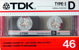 Compact Cassette TDK D 46 Type I Normal 1985 Australia, Europe