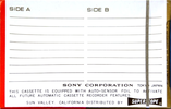 Compact Cassette Sony 60 "UHF" Type I Normal 1974 USA