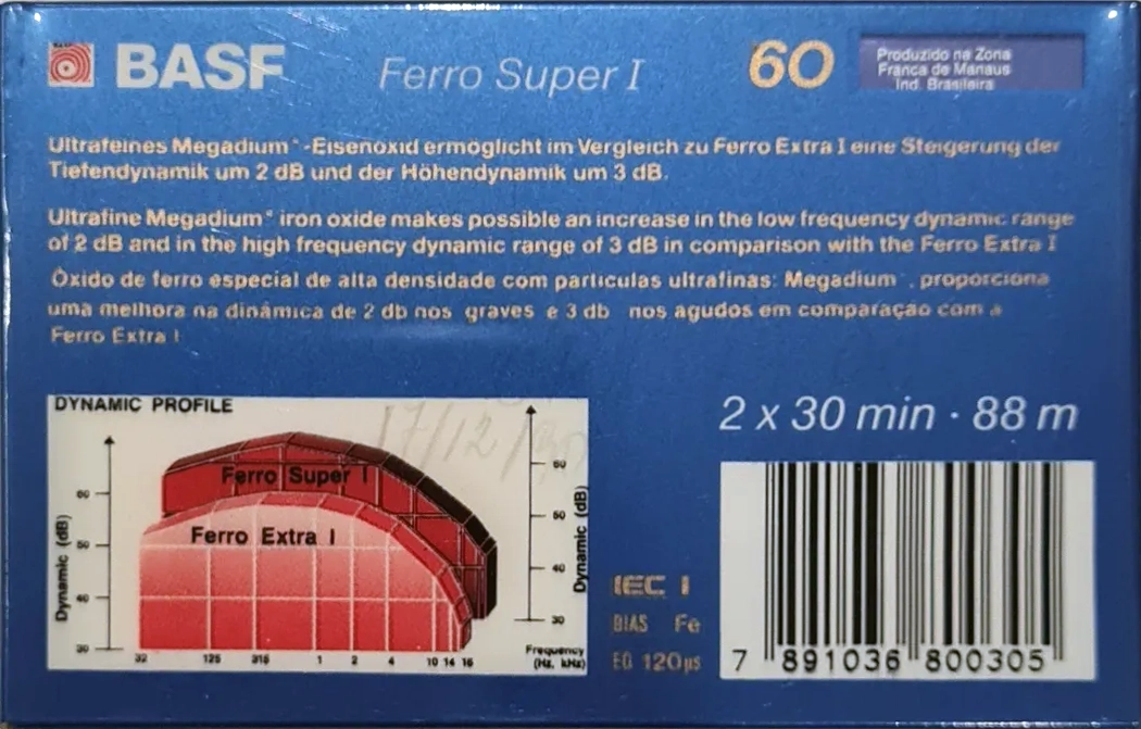Compact Cassette BASF Ferro Super I 60 Type I Normal 1990 Latin America