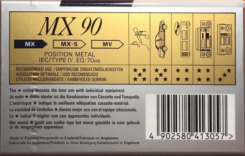 Compact Cassette Maxell MX 90 Type IV Metal 1995 Europe