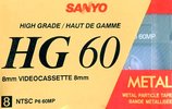 Video8, Hi8, Digital8 Sanyo 60 "HG" Type IV Metal 1986 Canada