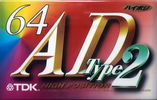 Compact Cassette TDK AD2 64 "AD2-64" Type II Chrome 1995 Japan